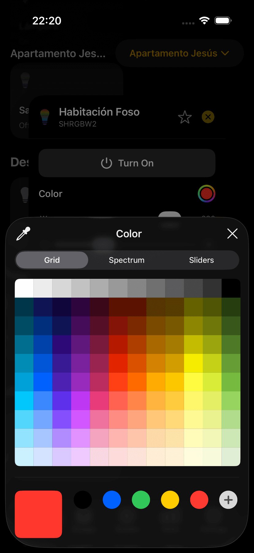 Color picker for RGBW lights